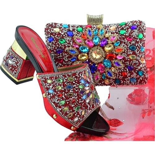 New Fashion Italian design Shoe and Bag Set for Party In Women Party Shoes and Matching Bags Sets Decorated with Appliques