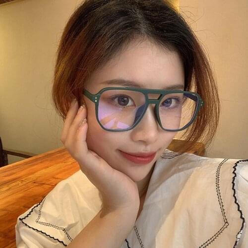 New Fashion Square Double Bridges TR90 Women Glasses Frame Clear Anti-Blu-Ray Eyewear Retro Men Optical Frame Computer Goggles