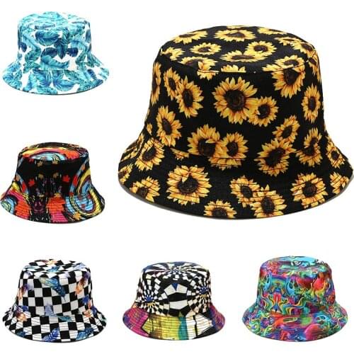 2021 New Outdoor Bucket Hat Women with Print Pattern Female Beach Summer Autumn Bob Korean Sun Fisherman Caps Fashion Panama