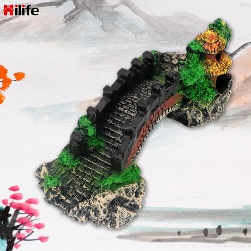 Landscape Ornaments Pavilion Tree For Fish Tank Ornament Decors Aquarium Decoration Fish Tank Bridge 1PC