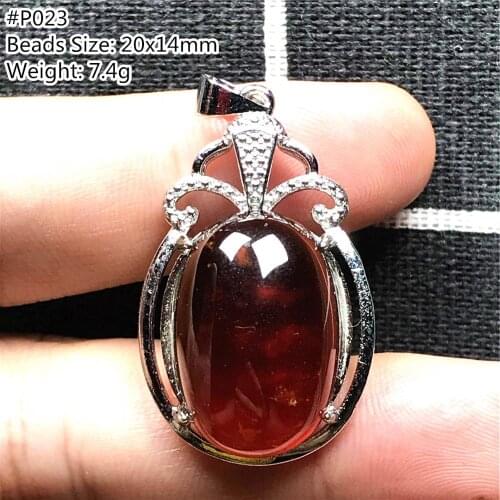 Genuine Natural Red Garnet Necklace Pendant For Woman Lady Man Love Gift Oval Beads Gemstone Silver Clear Crystal Jewelry AAAAA
