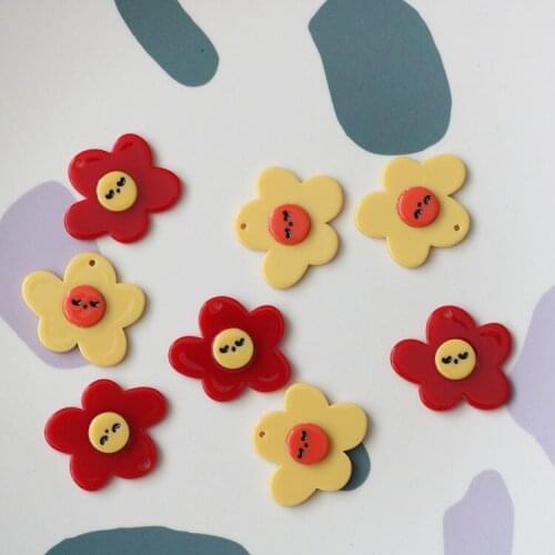 10PCS 28mm Acrylic Flowers Pendant Charm DIY Earring Accessories For Jewelry Making