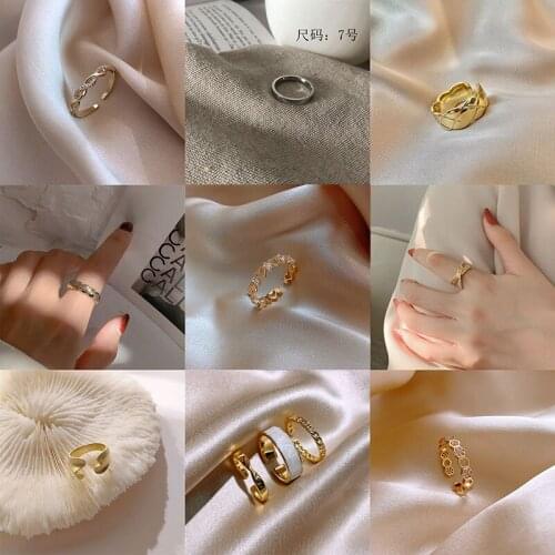 Simple Korean style ins ring female personality index finger couple jewelry metal ring light luxury jewelry accessories