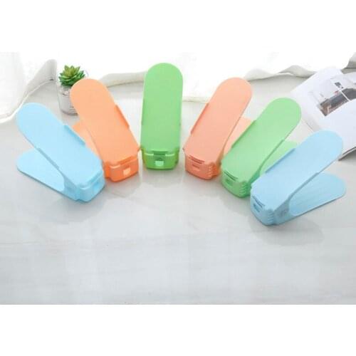 Colorful Non-Slip Plastic Single Shoe Slot Stack Storage Rack Holder Shoe Slots Organizer Double Layer Stack Shoe Bracket