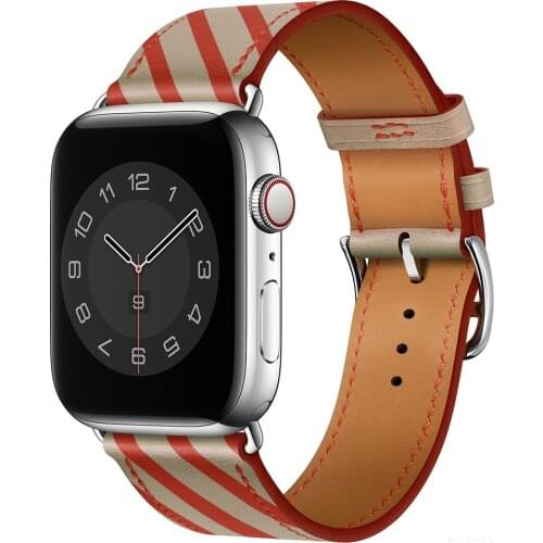 100% Genuine Cow Leather loop Bracelet Belt strip Band for Apple Watch 6 SE 5 4 42MM 38MM 44MM 40MM Strap for iWatch 4 Wristband