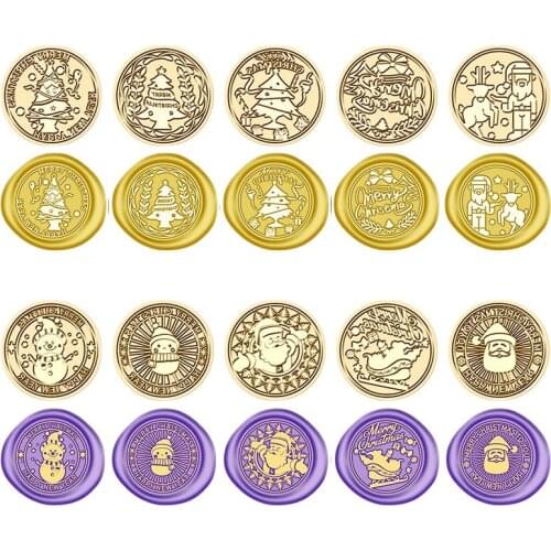 Christmas Pattern Wax Seal Stamps Retro Happy Birthday Antique Wooden Sealing Scrapbooking Craft Christmas Snowflake Invitation