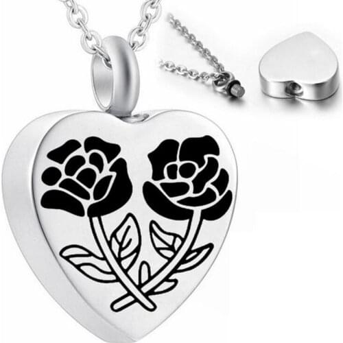 Heart Rose Flower Urn Necklaces For Ashes Cremation Urns Keepsake Necklace Jewelry