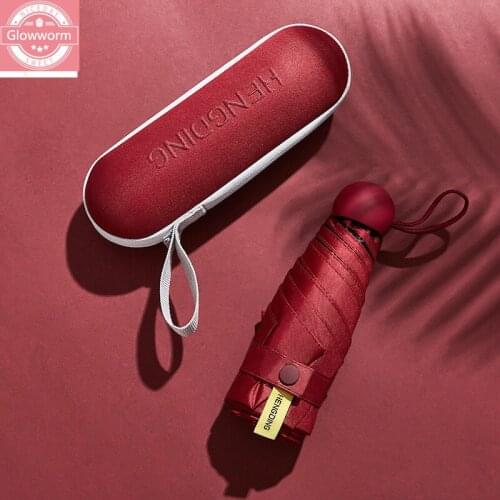 Super light little female uv protection umbrella shade vinyl or rain umbrella sun umbrella upf50 pocket + fifty percent