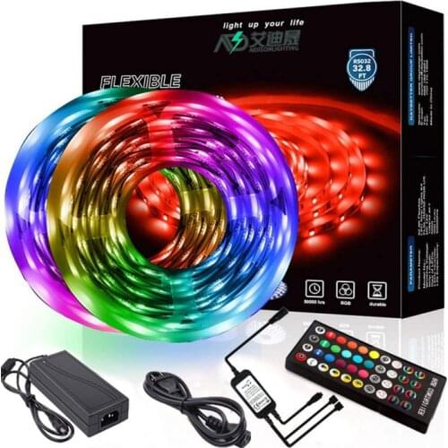 Led Strip Light Flexible Ribbon Waterproof 5/10M RGB 5050 Led Lights Tape IP65 Waterproof Remote Control Music LED Light Strips