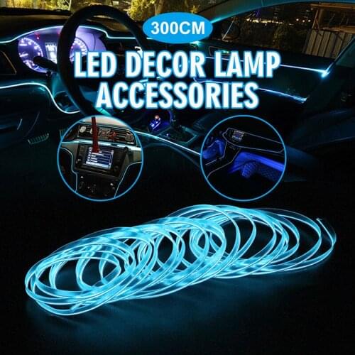 300cm LED Light Car Interior LED Strip Neon Lighting Flexible Garland Wire Rope Tube Automobiles Decoration Lights