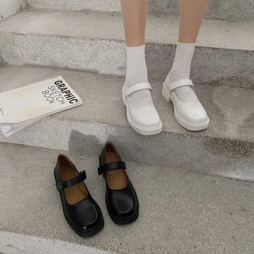 Korean Shoes Round Toe Oxfords Womens Shallow Mouth British Style Casual Female Sneakers Flats 2021 Retro New Leather Preppy Dr