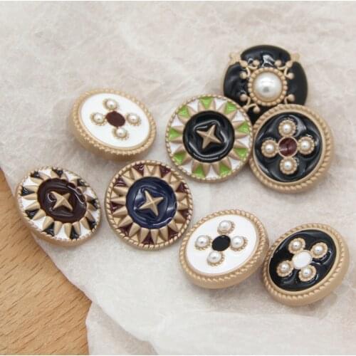Vintage Pearl Colorful Gold Metal Women Coat Buttons For Clothes Women Decorative Handmade Big DIY Sewing Accessories Wholesale