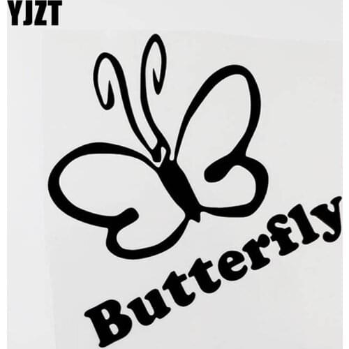 YJZT 15.5CM×16.6CM Beautiful Flying Animal Butterfly Vinyl Car Sticker Black/Silver 8C-0342