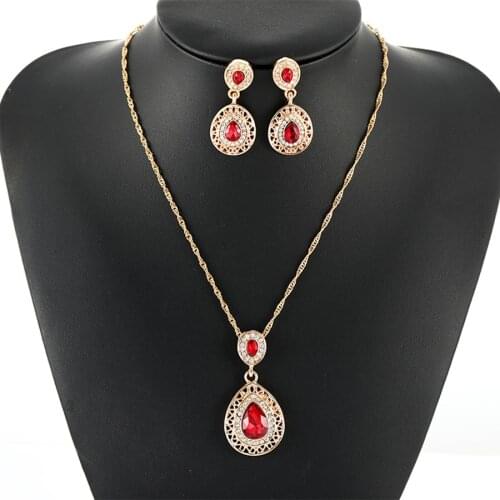 Fashion Noble Temperament Cubic Zircon Eardrop Earings Drop Anniversary Gift Jewelry Pendant Necklace/Earrings Set For Women