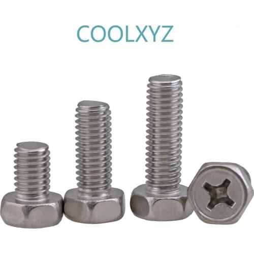 M3-M8 304 stainless steel cross groove groove outside hexagonal bolt outer hexagonal screw GB29.2 M3 M4 M5 M6 10PCS
