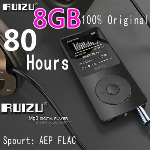 100% Original RUIZU X02 MP3 Player With 1.8 Inch Screen Can Play 100 hours, 8gb With FM,E-Book,Clock,Data