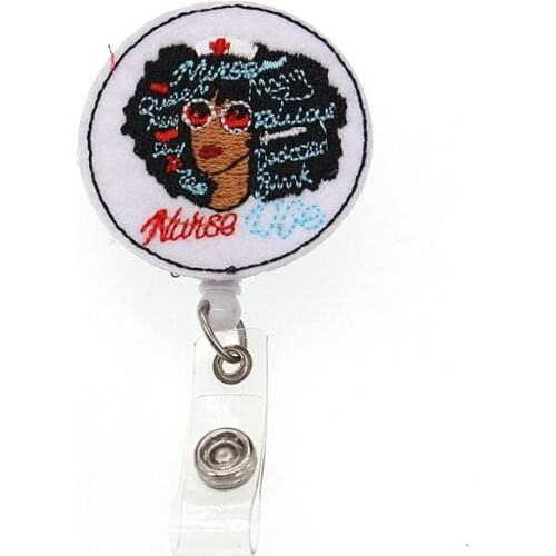 20 pcs/lot New Medical Style White Felt Black Girl Nurse Badge Holder Women Men Gift Retractable Badge Reel