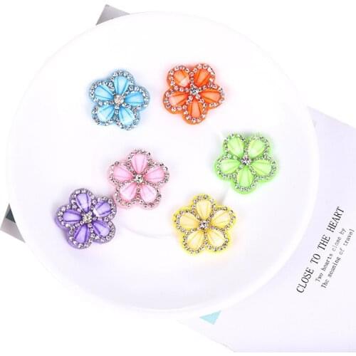 24 Pcs 24mm Soft Flower Crystals Rhinestones Applique DIY Clothes Shoes Hats Patches for Sewing Headwear Decorative Accessories