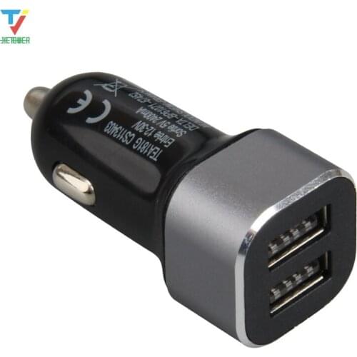 300pcs/lot Little Square Metal High Quality 5V 3.4A 2.4A+1A Metal Dual USB Car Charger for IPhone X 8 XS Samsung Fast Charging