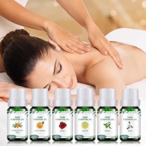 6Pcs Body Massage Plant Essential Oil Set Facial Oil SPA Guasha Leg Abdomen Back Brighten Nourish Firm Skin Anti-aging Rose 10ml