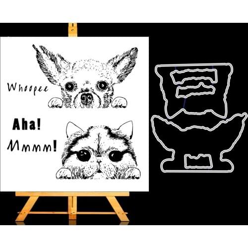 AZSG Lovely Cat And Dog Clear Silicone Stamp Cutting Dies For DIY Scrapbooking Card Making Photo Album Decorative Crafts