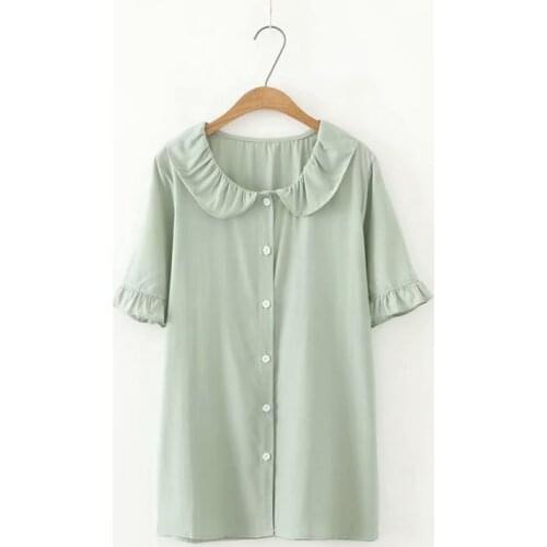 Plus Size Korean Style ShirtS Womens Cute Collared Blouse