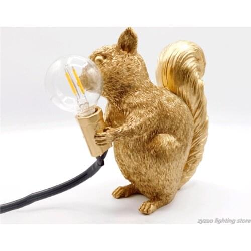 Kids Room Decoration Squirrel Night Lights Nordic Designer Cute Animal Night Lamp Children Bedroom Decor Bedside Table Lights