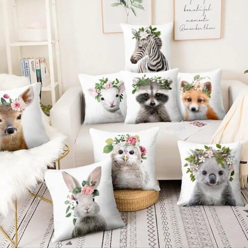 Home Decoration Pillow Fresh Animals In Flower Printed Cushion Decorative Pillows Almofada Decorativas Para Sofa Throw Pillow