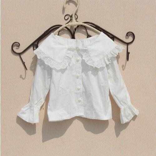 Kids blouse for girls 2019 spring autumn children clothes girls blouse fashionable cotton white blouse girl blusa 2-15 years