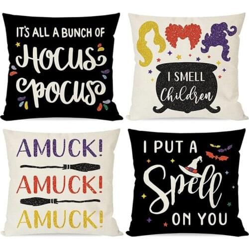 Halloween Pillows Covers 18X18 Set Of 4 For Fall Decorations, Decorative Throw Pillow Cases Indoor Outdoor Home Decor
