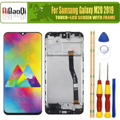 For Samsung Galaxy M20 2019 LCD Display Screen Touch Digitizer Assembly For Galaxy SM-M20 2019 M205 SM-M205 M205F With Frame