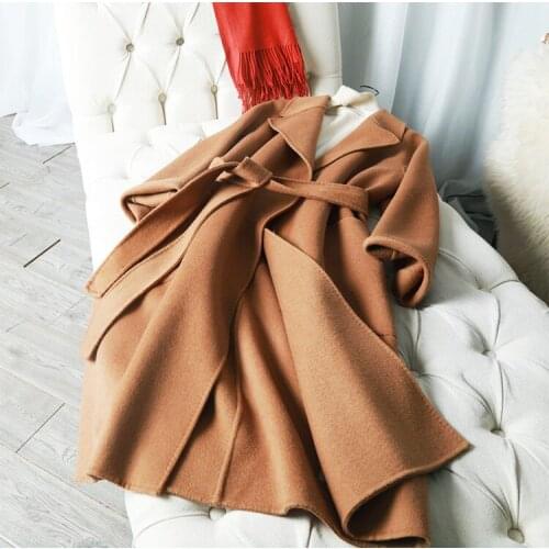 FNF 2018 winter women wool coat female alpaca coat medium length woolen coat star brand new arrival plus size