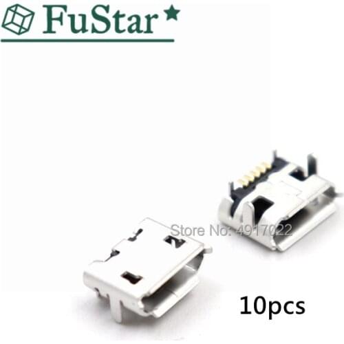 10pcs/lot Type B Micro USB Female Connector Jack Port Socket Connector Repair Parts Ox Horn USB Connector DIP4 Mobile phone DIP