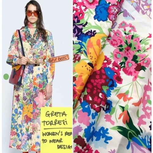 Italian G Brand Crepe De Chine Printed Fabric 100% Polyester Garment Fashion Fabric for Dress Sewing Cloth Per Meter