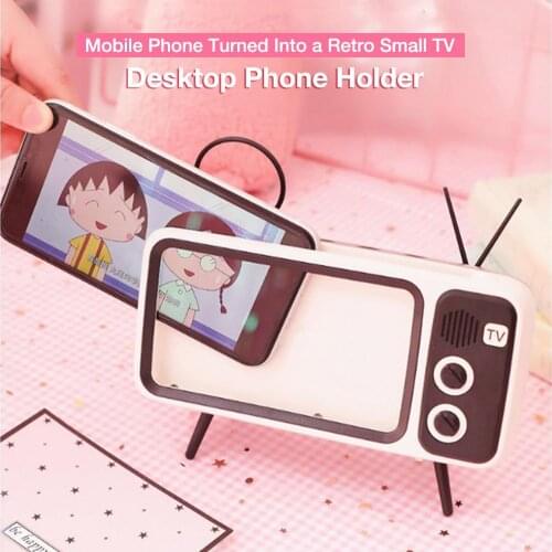 Creative Retro TV Mobile Phone Holder Table Mobile Phone Stand Lazy Bracket For Home Universal Smartphone Cellphone Holder