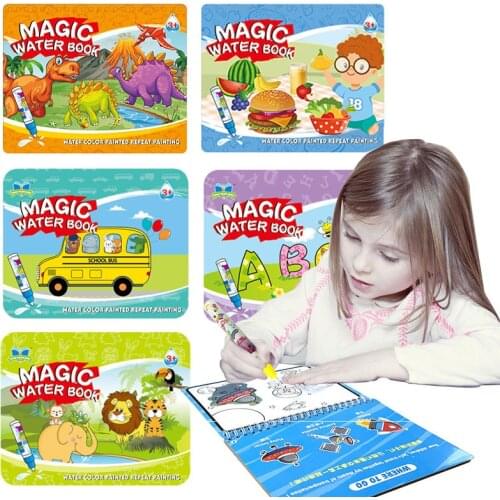 Reusable Magic Water Drawing Book Coloring Book Doodle & Magic Pen Painting Drawing Board For Kids Educational Toy Birthday Gift
