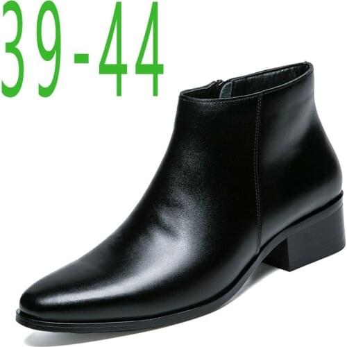 New Italian Genuine Leather Men Boots Business Winter / Spring Zipper / Lace-up British High Boot Mens Cowhide Pointy Boots