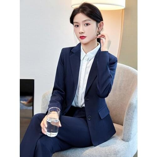 Autumn Winter 2020 New Womens Long Sleeve Professional Suit Formal Trousers set Interview Career OL Work Clothes Ladies Blazers