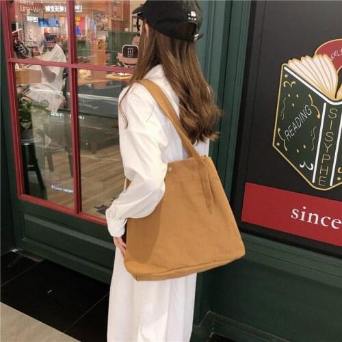 Solid Color Casual Canvas Bag Chic Large Capacity Single Shoulder Messenger Bag Student Bag Reusable Shopping Bag