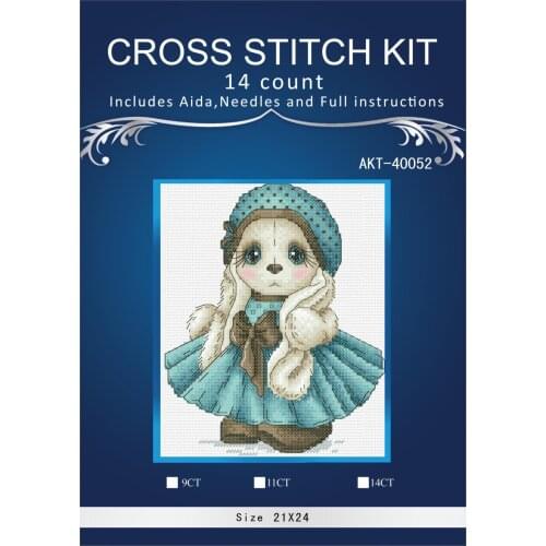 Oneroom Needlework,DIY Cross Stitch,Sets For Embroidery kits,14CT&16CT, blue Rabbit similar dmc threads