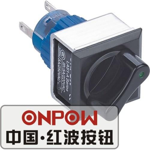ONPOW 22mm Two/Three position Maintain/Return 1NO1NC/2NO2NC LED Plastic Square Black Selector switch (LAS1-APF-XB) CE, ROHS