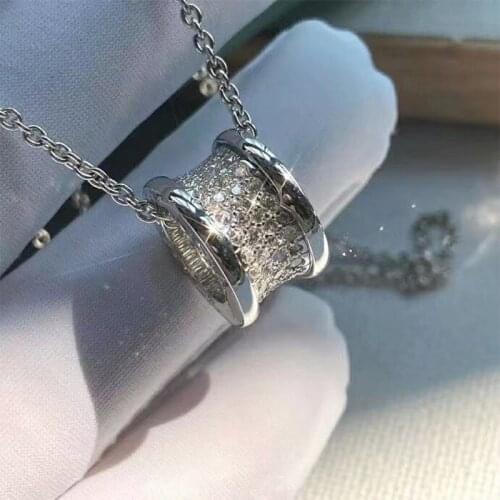 High quality fit Original 100% 925 sterling silver necklace for women with rose gold classic couple jewelry wedding gift