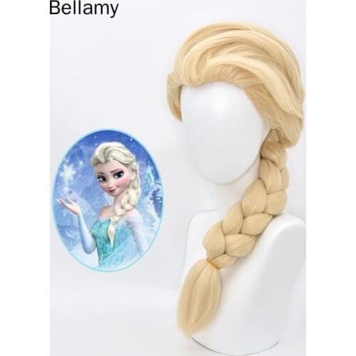 Movie Frozen Elsa Cosplay hairwear Light Blonde Braid Cosplay Wig +Wig Cap