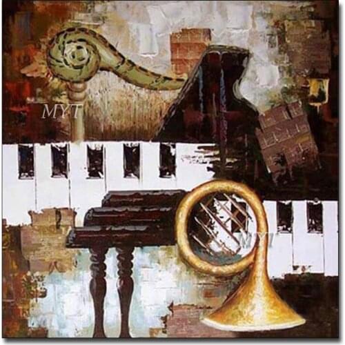 No Framed The Piano And Violin Play Hand Painted Picture Abstract Modern Oil Painting On Canvas Living Room Wall Art Decor