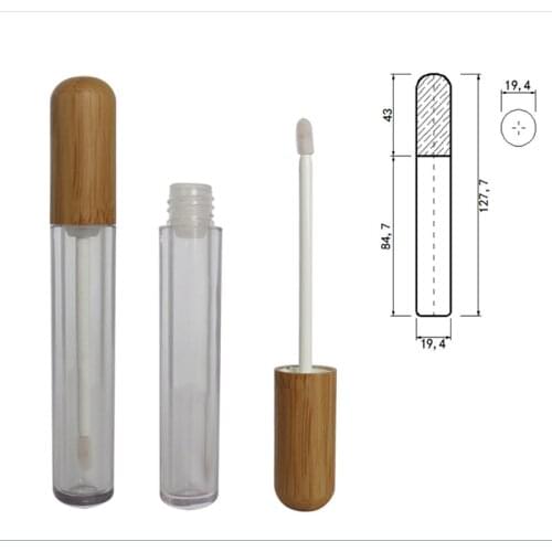 10pcs 5ml Empty Lip Gloss Tube Clear Lip Glaze Bottle Bamboo cap,DIY Refillable Makeup Cosmetics Packing Container Wholesale