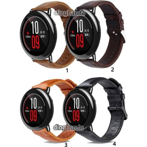 22mm Leather Watch Band Strap for Huami Amazfit Pace Stratos 2 2S 3 GTR 2 2e Smart Watch Replacement wrist Correa Bracelet
