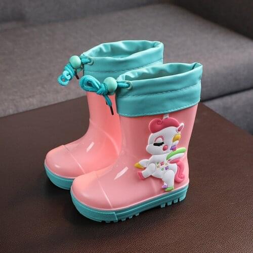 Unicorn Rubber Boots For Children Kids Rain Boots Boy Waterproof Shoes Autumn New Cartoon Pvc Fashion Non-slip Girls Water Shoes
