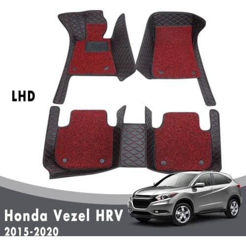 Luxury Double Layer Wire Loop Car Floor Mats Carpets For Honda Vezel HRV HR-V 2020 2019 2018 2017 2016 2015 Interior Accessories