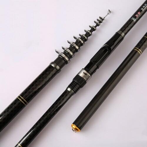 Carbon fiber 3.6M 4.5M 5.4M 6.3M 7.2M fishing rod rotating portable travel rotating rod telescopic sea boat rock fishing rod