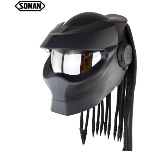 SOMAN 958 Personalized Predator Helmet Halloween Motorcycle Capacete Street Iron Man Flip Up Casco Skull Capacete De Motocicleta
